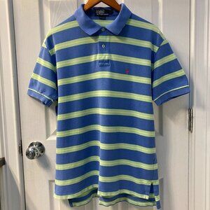 Vintage Polo by Ralph Lauren Rugby Blue Green White Striped Polo Size Large